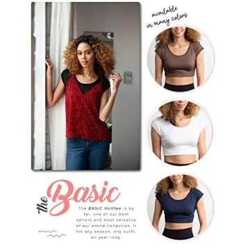 HALFTEE Cap Sleeve Layering Tee | Demi Cami for Women & Teens | Cute Crop Top | White - Large