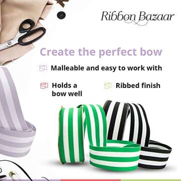 Grosgrain Ribbon - Durable Striped Ribbon for Crafting and Decor