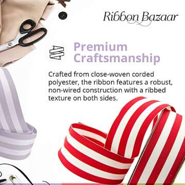 Grosgrain Ribbon - Durable Striped Ribbon for Crafting and Decor