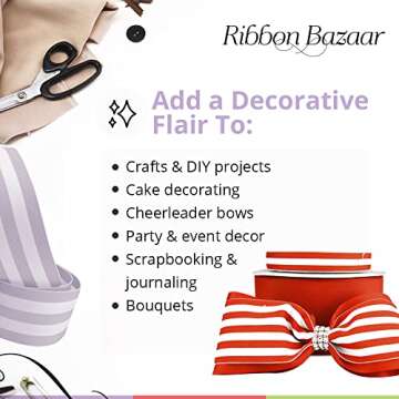 Grosgrain Ribbon - Durable Striped Ribbon for Crafting and Decor