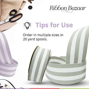Grosgrain Ribbon - Durable Striped Ribbon for Crafting and Decor