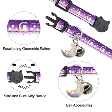 Giecooh Adjustable Breakaway Cat Collar 2 Pack with Bells