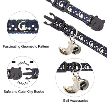 Giecooh Adjustable Breakaway Cat Collar 2 Pack with Bells