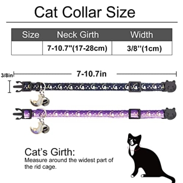 Giecooh Adjustable Breakaway Cat Collar 2 Pack with Bells