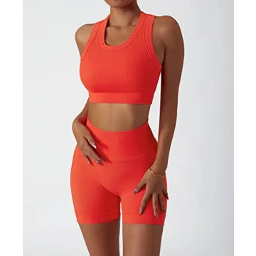 ABOCIW Women's 2 Piece Seamless Workout Set in Orange