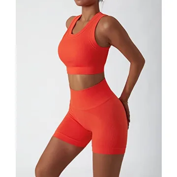 ABOCIW Women's 2 Piece Seamless Workout Set in Orange