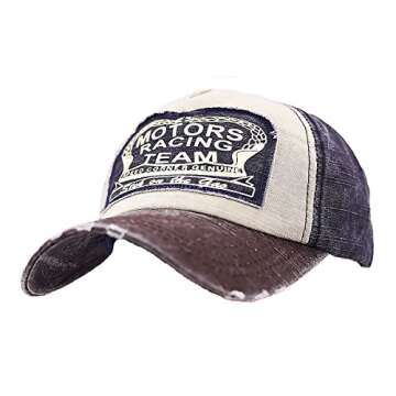 LONGTEN Vintage Baseball Cap Denim Cotton Frayed Edge Sunhat Adjustable Unisex