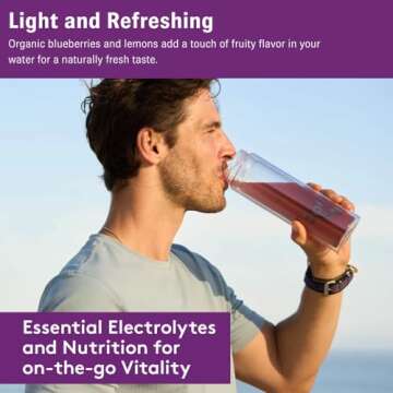 Sol-ti Organic Electrolyte Skin + Hydration Drink Mix, Superfood Hydration Sticks, SuperStix, Non-GMO, Vegan, Blueberry Lemon, 14 Single-Serving Sticks