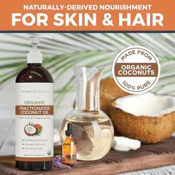 Viva Naturals Organic Fractionated Coconut Oil - Skin & Hair Moisturizer, Relaxing Massage and Body ...
