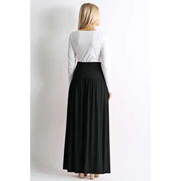 Black Ankle Length High Waisted Maxi Skirt for Women