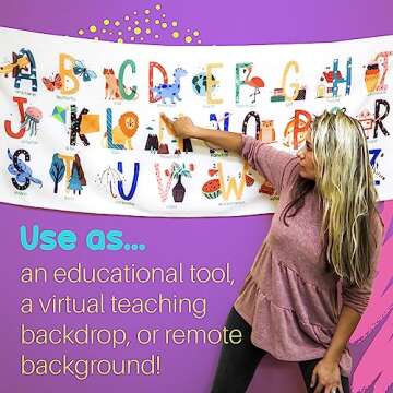 Birdy Boutique Learning Tapestry - Alphabet Pictures - Lightweight & Easy to Hang - Wall Hanging Canvas for Bedroom, Nursery, Classroom – 72" X 28"