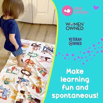 Birdy Boutique Learning Tapestry - Alphabet Pictures - Lightweight & Easy to Hang - Wall Hanging Canvas for Bedroom, Nursery, Classroom – 72" X 28"