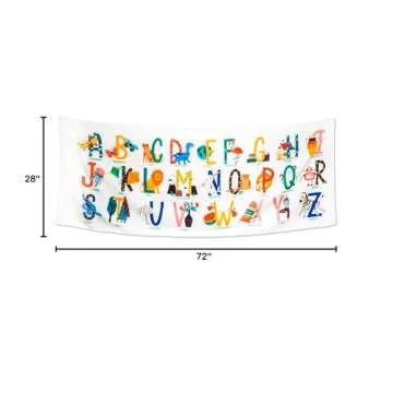 Birdy Boutique Learning Tapestry - Alphabet Pictures - Lightweight & Easy to Hang - Wall Hanging Canvas for Bedroom, Nursery, Classroom – 72" X 28"