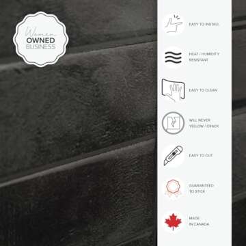 Smart Tiles Peel and Stick Backsplash - 5 Sheets of 11.43''x9'' - 3D Adhesive Peel and Stick Tile Backsplash for Kitchen, Bathroom, Wall Tile, Zaida Black