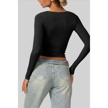 Vertvie Women's Stylish V Neck Long Sleeve Tee