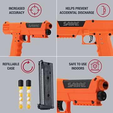 SABRE Pepper Spray Self Defense Launcher Pack - Home Security Defense Kit with 7 Projectiles