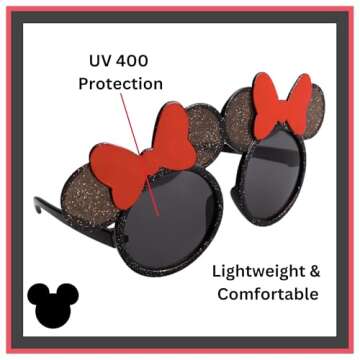 Sun_Staches Disney Minnie Mouse Official Lil’ Characters Child Sunglasses, UV 400 Lenses, Glittery...