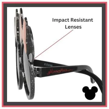 Sun_Staches Disney Minnie Mouse Official Lil’ Characters Child Sunglasses, UV 400 Lenses, Glittery Black Frames with Red Bows, One Size Fits Most Kids