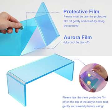 CHENYIYI Nail Arm Rest Aurora Transparency Thickened Acrylic Nail Arm Rest Cushion, Nail Hand Rest Arm Rest for Acrylic Nail, Professional Hand Pillow Manicure Tool with Tearable Protective Film
