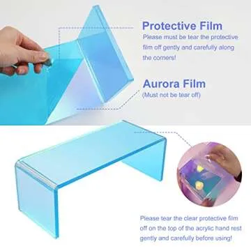 CHENYIYI Nail Arm Rest Aurora Transparency Thickened Acrylic Nail Arm Rest Cushion, Nail Hand Rest Arm Rest for Acrylic Nail, Professional Hand Pillow Manicure Tool with Tearable Protective Film