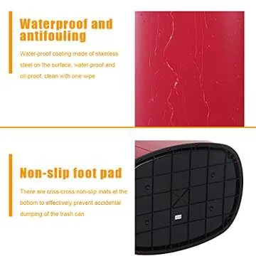 Kitchen Trash Can Bathroom Bedroom Office Garbage Can with Lid Automatic Touch Free Waste Bin Stainless Steel 13 Gallon / 50L,Red