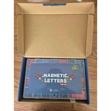 FOOZZILLA Magnetic Letters and Numbers Kit 286 Pcs with Double Side Magnetic Board - Foam Alphabet Letters for Kids Learning ABC and Classroom Educactional Spelling with Storage Box