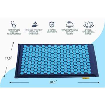 Acupressure Mat & Pillow Set | Back Pain Relief & Stress Reduction | Eco-Friendly Travel Bag Include...