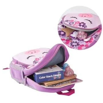 KK CRAFTS Preschool Backpack Toddler Neoprene Animal Schoolbag Lunch backpack for Kids Boys Girls(Silver-Horn Unicorn)