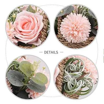 Artificial Flowers Basket Wedding Party：YILIYAJIA Decoration Flower Girls Bearer Centerpieces Silk Fake Flowers for Ceremony,Set of 2