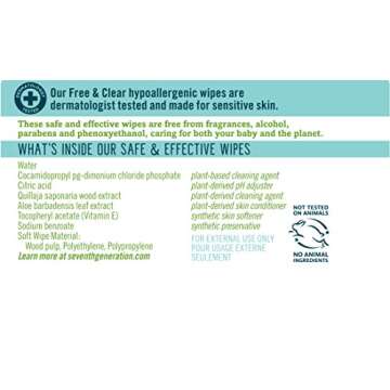 Seventh Generation Thick & Strong Free and Clear Baby Wipes with Flip Top Dispenser, 768 Count