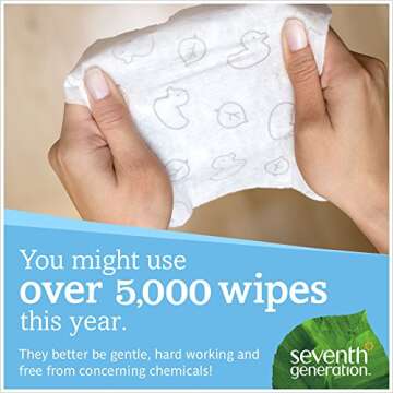 Seventh Generation Thick & Strong Free and Clear Baby Wipes with Flip Top Dispenser, 768 Count