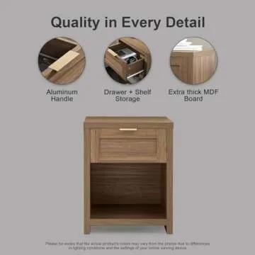 OAKHAM HOME Night Stand Set 2, Boho End Table with Drawer and Storage Shelf Accent Table, Minimalist Sofa Bed Side Accent Table with Drawer for Bedroom Living Room