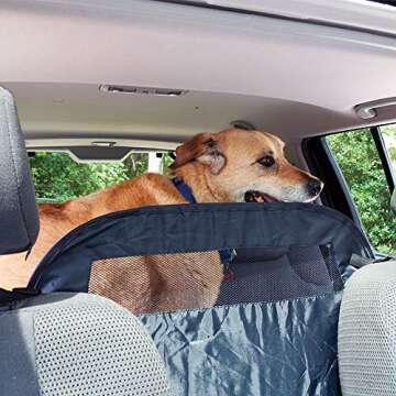 Furhaven Collapsible Front Seat Pet Travel Barrier w/ Storage Organizer - Black, One Size