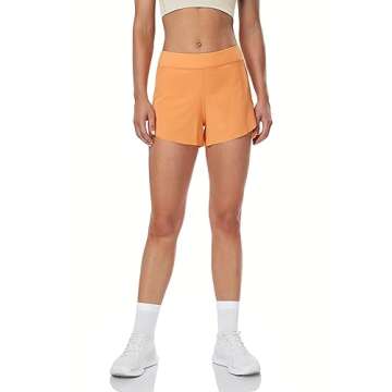 HeyNuts My Pace Running Shorts for Women, Mid Waisted Reflective Athletic Shorts Lined Workout Shorts 3" Cantaloupe M(8/10)