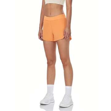 HeyNuts My Pace Running Shorts for Women, Mid Waisted Reflective Athletic Shorts Lined Workout Shorts 3" Cantaloupe M(8/10)