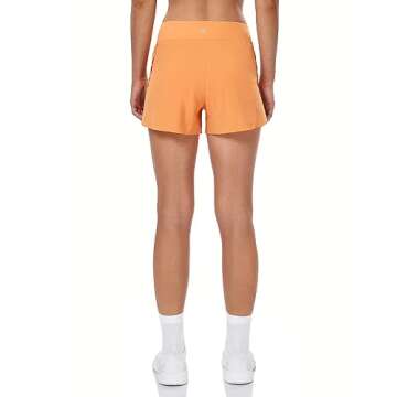 HeyNuts My Pace Running Shorts for Women, Mid Waisted Reflective Athletic Shorts Lined Workout Shorts 3" Cantaloupe M(8/10)