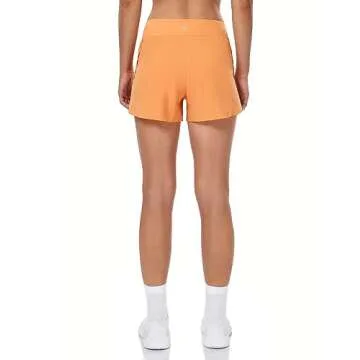 HeyNuts My Pace Running Shorts for Women, Mid Waisted Reflective Athletic Shorts Lined Workout Shorts 3" Cantaloupe M(8/10)