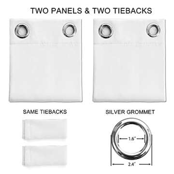 JSFLY Blackout Curtains for Bedroom Thermal Insulated Solid Grommet Window Drapes for Living Room, Set of 2 Curtain Panels