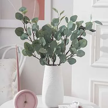 Elegant Faux Eucalyptus Stems for Home Decor - 6 Pcs