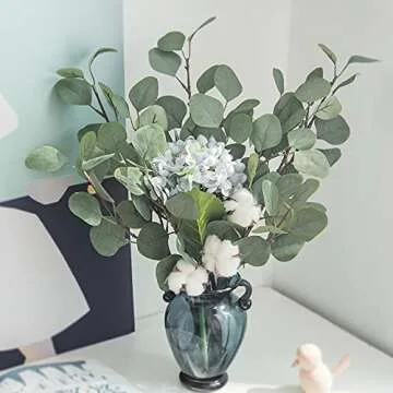 Elegant Faux Eucalyptus Stems for Home Decor - 6 Pcs