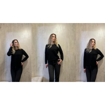 Zeagoo Womens Sweaters Crew Neck Long Sleeve Tops Casual Solid Color Knit Loose Pullover Fall Outfits Black L