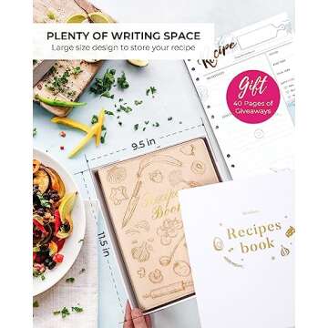 molekaus Recipe Book ，Blank Recipe Book to Write in Your Own Recipes，Recipe Notebook for Family Cooking， Removable Hardcover 7" x 10"Recipe Journal with 160 Pages - Beige