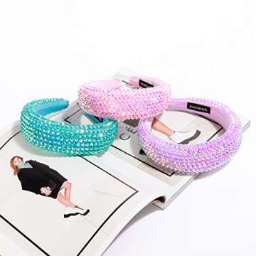 SP Sophia Collection Women's Sparkling Crystal Padded Rhinestone Wide Bejeweled Hair Headband Party Hairband Hair Accessories in Pink