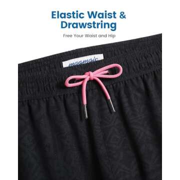 maamgic Mens Swim Trunks with Compression Liner 5" Stretch Athletic Swimming Shorts Quick Dry with Z...