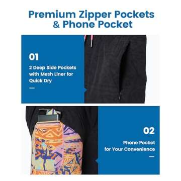 maamgic Mens Swim Trunks with Compression Liner 5" Stretch Athletic Swimming Shorts Quick Dry with Zipper Pockets No-Chafing Board Shorts Totem X-Small