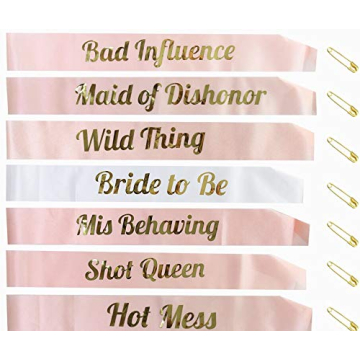 Stylish Gemich Rose Gold Bridesmaid Sash Set for Parties