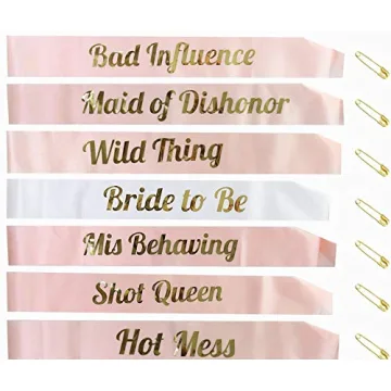 Stylish Gemich Rose Gold Bridesmaid Sash Set for Parties