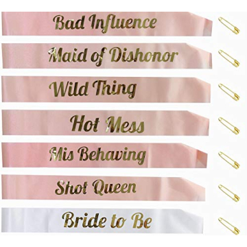 Stylish Gemich Rose Gold Bridesmaid Sash Set for Parties
