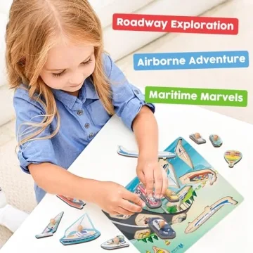 Adena Montessori Wooden Transport Puzzle for Kids 3-5