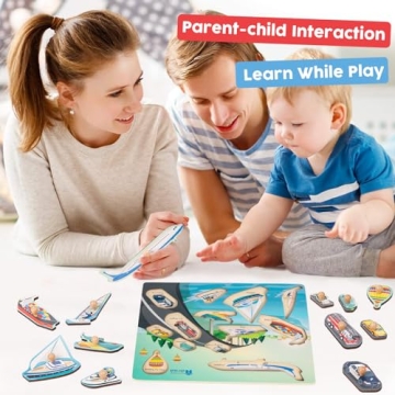 Adena Montessori Wooden Transport Puzzle for Kids 3-5